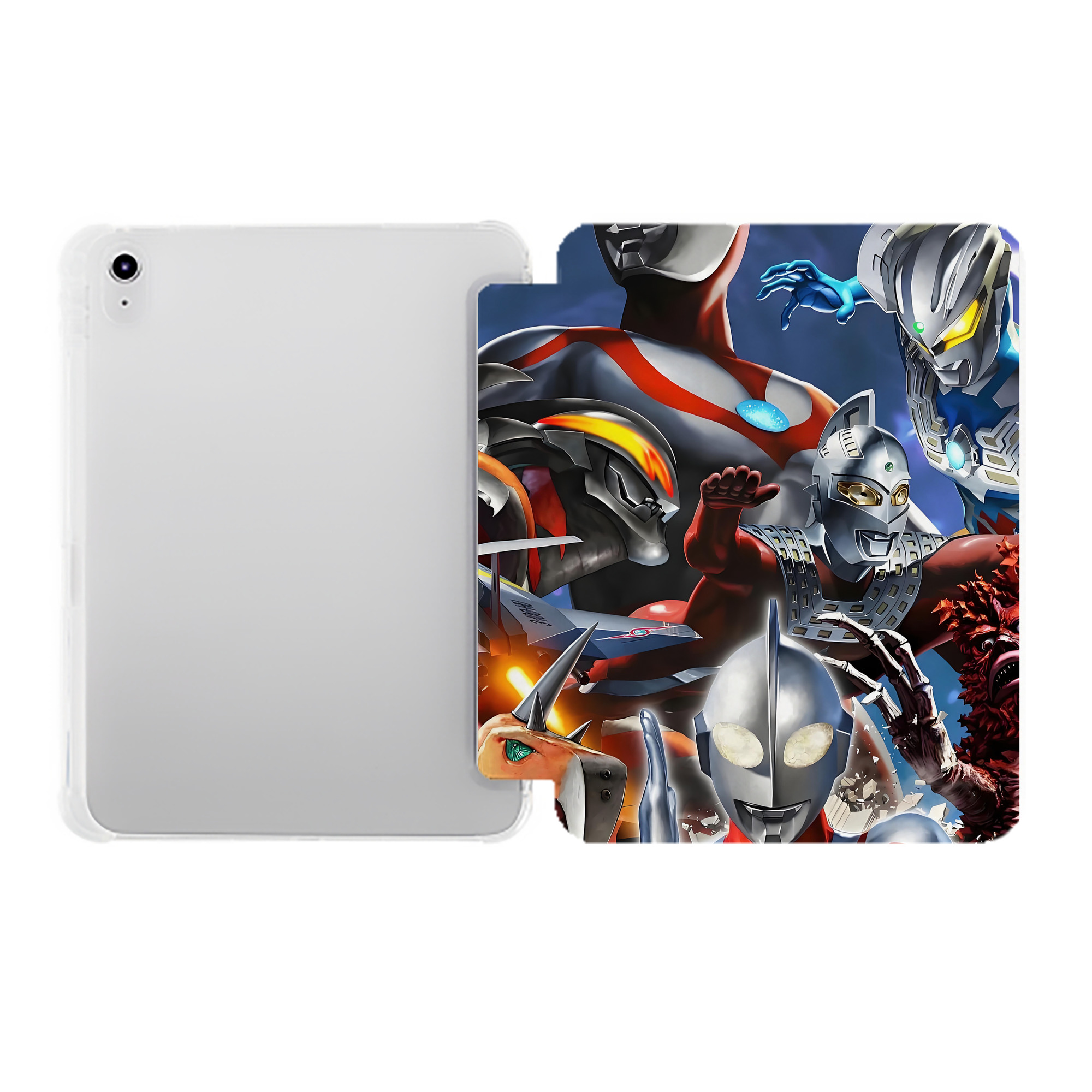 （画像用） ウルトラマン Ultraman IPad ケース ペン収納付き 三つ折りスタンド PUレザー×シリコン 対応機種9.5/10.5/10.9インチ